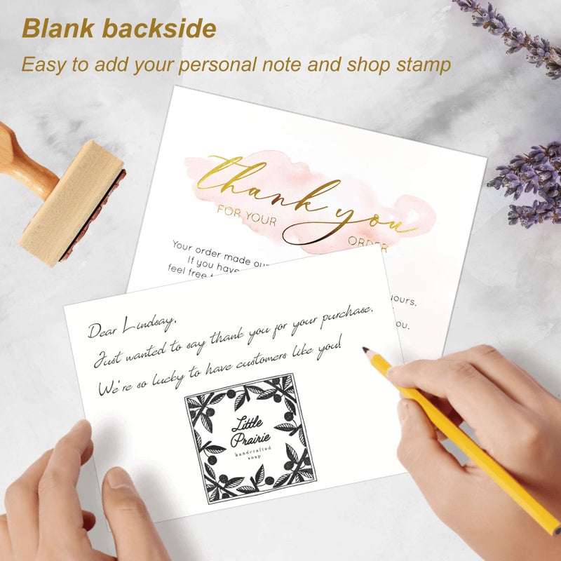 Gooji 100 Pack 4 x 6 Gold Foil Pink Watercolor Thank You for Your Order Cards for Small Business orders - Image 4